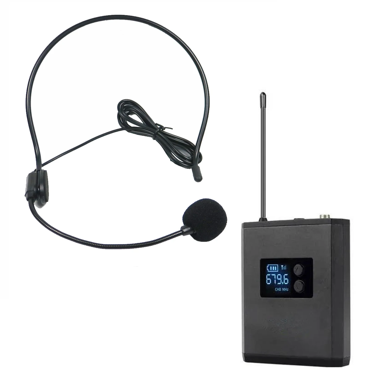 

Pro Rechargeable One to One Headset Wireless Microphone System Backpack Transmitter Portable For Teaching Live Church