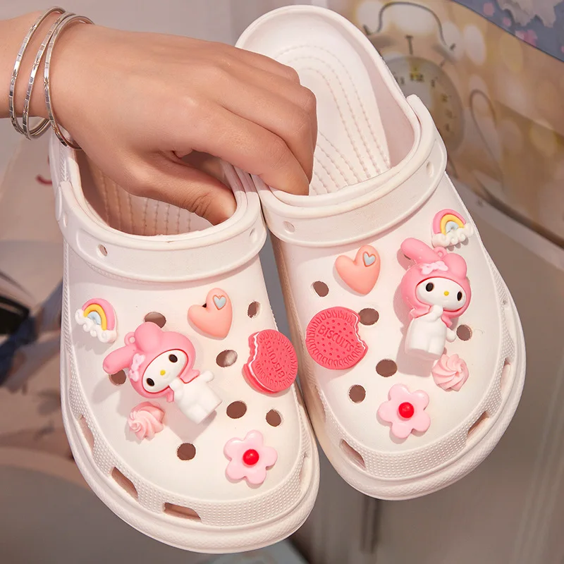 Shoe Decorations Sanrio Series Shoe Buckle Set PVC Decorations Clogs DIY Slippers Accessories Souvenir Fit Charm Kids Girls Women X-mas Gift shoe charms shoe decorations shoelace buckles garden shoe accessories