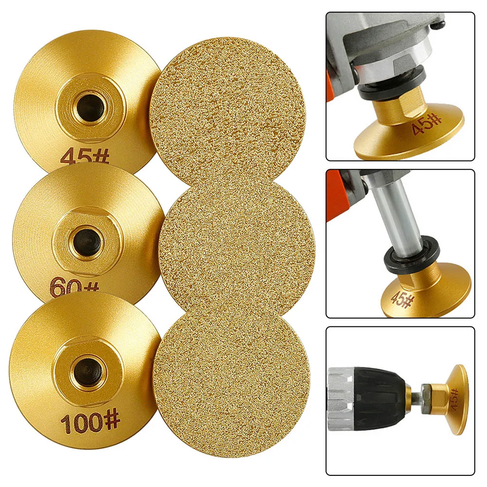 

3pcs M10 Thread 50mm Brazing Diamond Edge Profile Grinding Wheel For Marble Concrete Granite Grinding Tools 45/60/100Grit