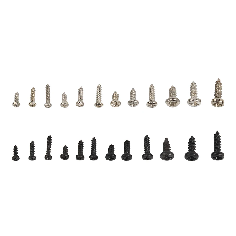 1200Pcs M1 M1.2 M1.4 M1.7 모듬 마이크로 안경 나사둥근 머리 셀프 태핑 전자 작은 나무 나사 키트 세트