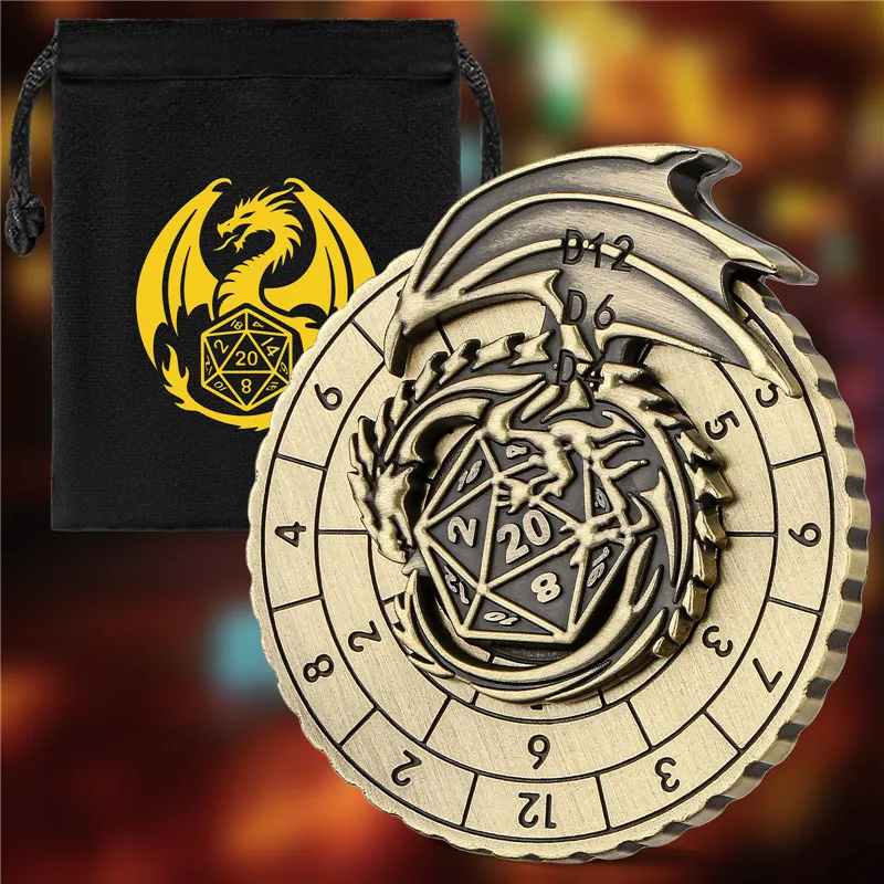 Vintage Single-Winged Dragon Dice Fingert Spinner 7-in-1 Metallspinnrad für Rollenspiele, Spielzubehör, Hochzeitsgeschenk – Detail 2