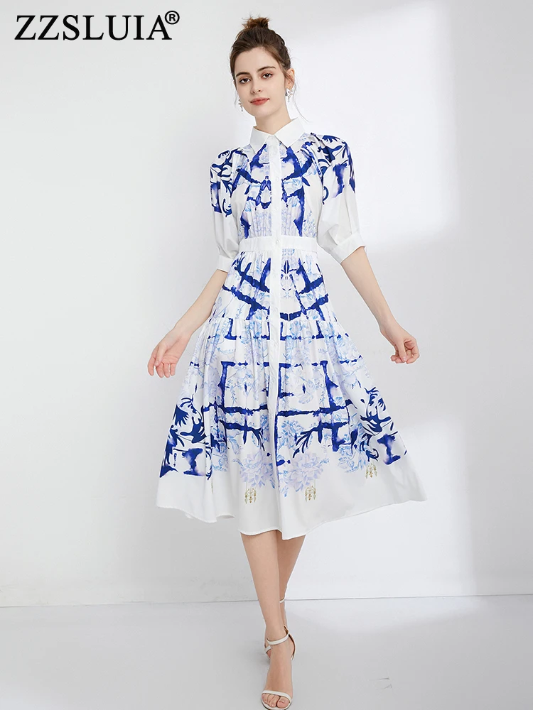 

ZZSLUIA элегантные платья для женщин со складками дизайнерское облегающее платье миди модные однобортные Платья с коротким рукавом для женщин