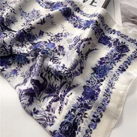 Luxury 2024 Floral Print Square Silk Scarf for Women Hijab Hair Bands 70cm Neckerchief Female Satin Shawl Ribbon Headband 3