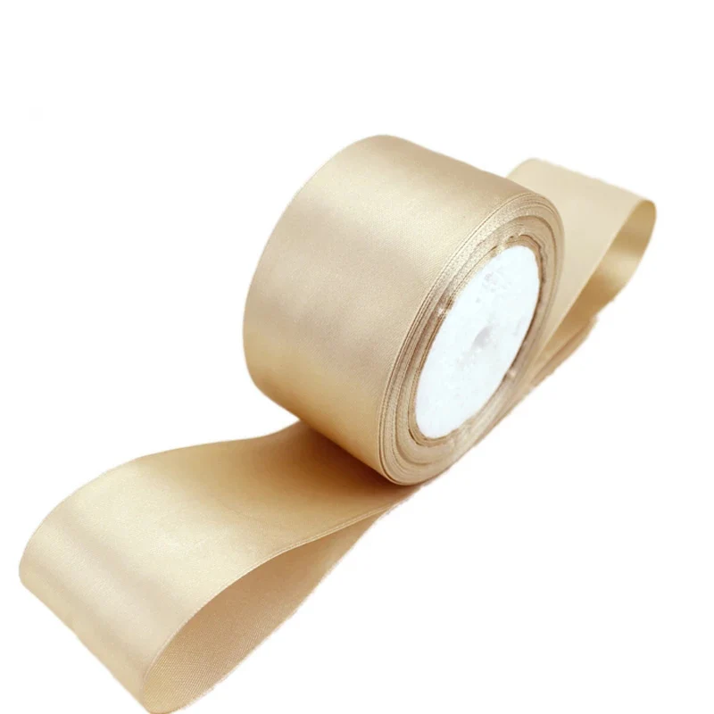 (25 Yards/roll) Champagne Single Satin Ribbon Wholesale Gift Wrapping Christmas Handmade DIY Ribbons
