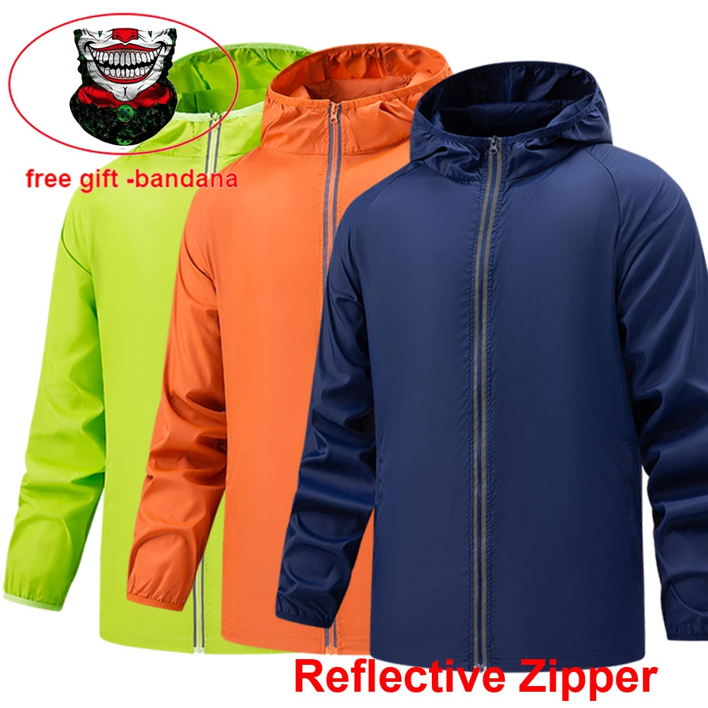 Hiking Windbreaker Camping Waterproof Jacket Reflective Coat Sun Protection Clothing Unsiex