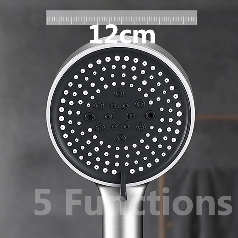 Upgraded Thickness 5 Modes Shower Head Rainfall High Pressure Round Black Showerhead Hand Bath Spa Faucets Bathroom Accessories