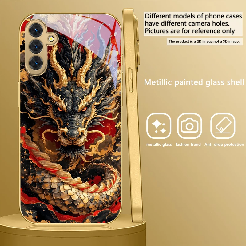 Majestic Golden Eastern Dragon Glass Phone Case