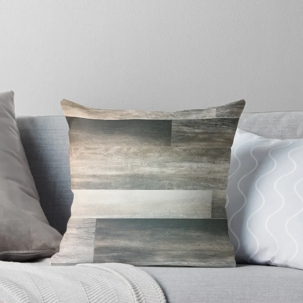 

contemporary minimalist western country grey barn wood Throw Pillow