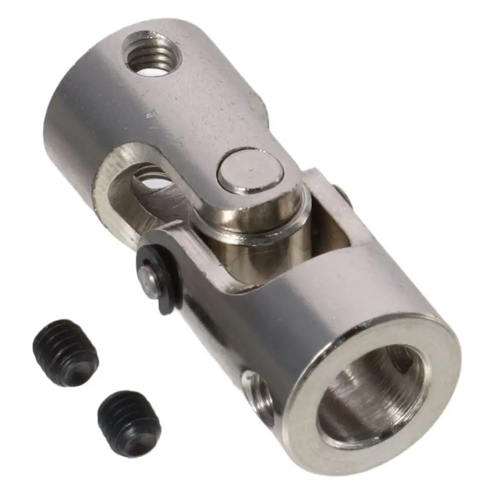 Stainless Steel U Joint Coupler 8mm To 8mm Inner Dia Brushed Nickel Steering Universal Joint Coupling