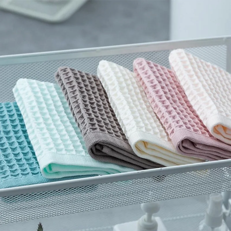 Cotton Hand Towels Plaid Hand Towel Face Care Bathroom Sport Household Non-disposable Towel 2pcs
