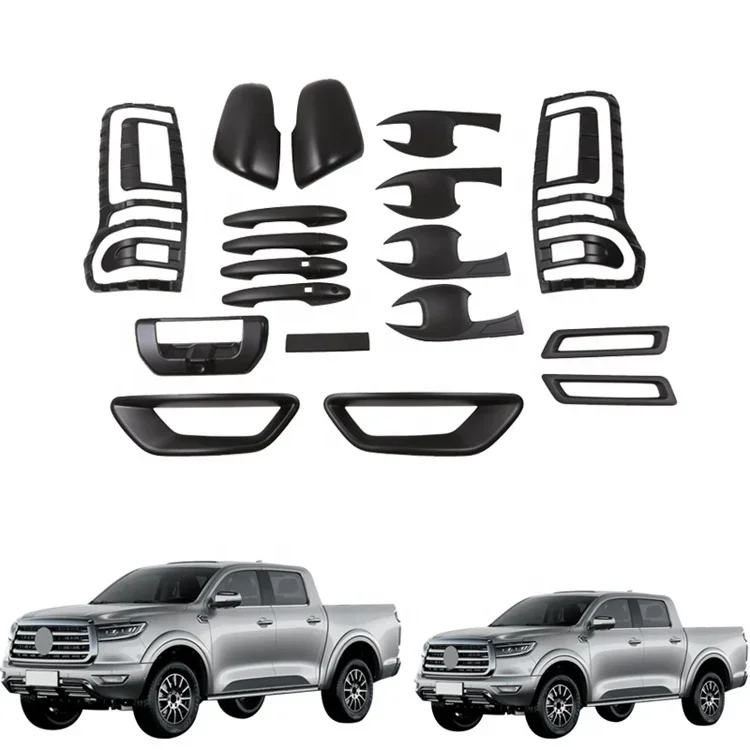 

Plastic Light Cover Pick Up Car Black Handle Kits Ful Set Exterior Accessories For GWM Poer , For Great Wall Poer 2020 2022