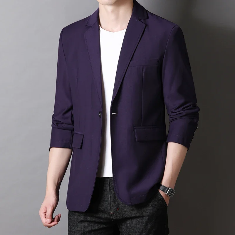 

2024 High Quality Business Casual 2024 New Men's Solid Color (L-8XL Size) Increase Middle-aged Coat with Stylish Handsome BIazer