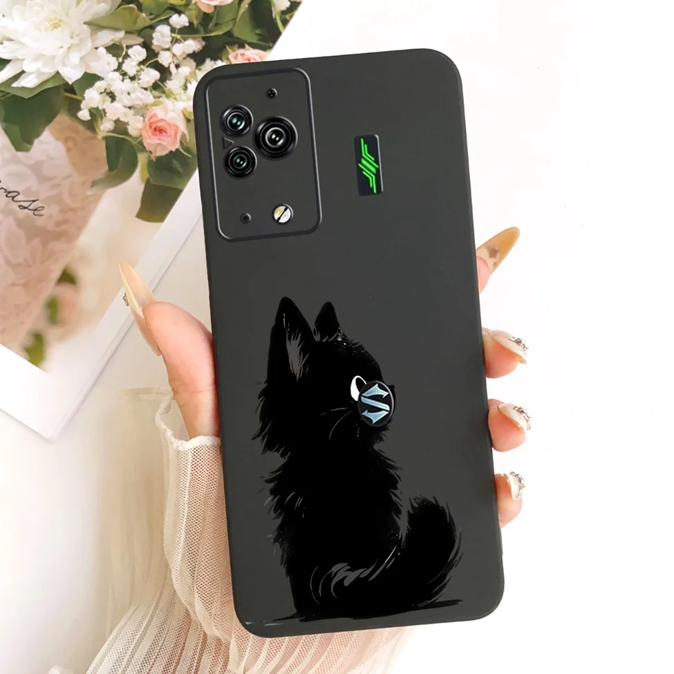 Cute Cat & Butterfly Design Silicone Case - Black Shark 5 Pro