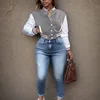 Spring and Autumn European and N Women's Color Matching Jacket Single-breasted Lettered Baseball Jacket Jacket 6