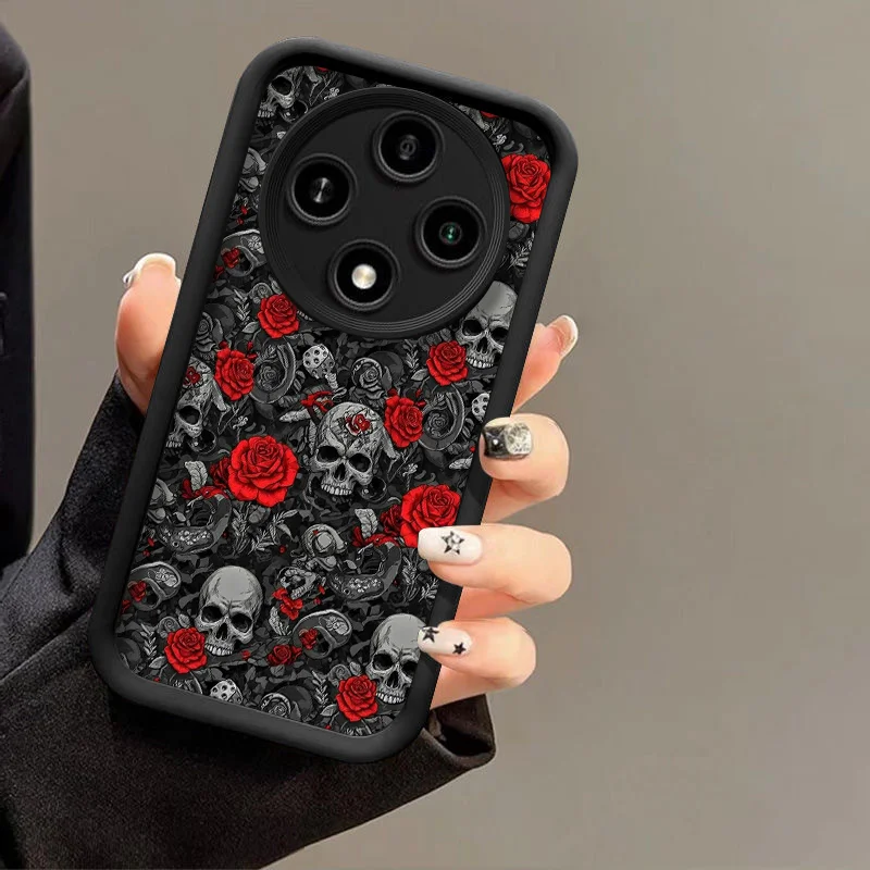 Rose Skull Horror Silicone Soft Phone Case Cover