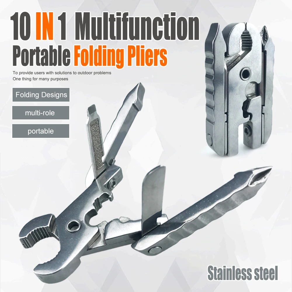 휴대용 포켓 미니 10 In 1 접이식 펜치 드라이버 조합 키트 야외 다기능 도구