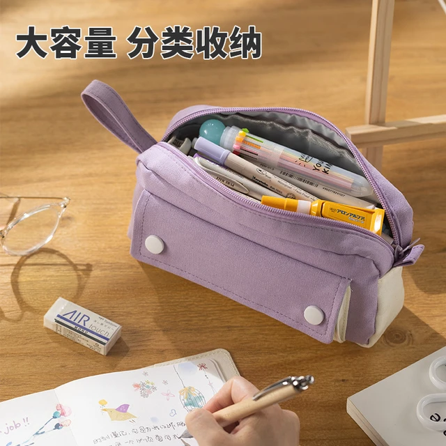 Angoo 4 Partitions Pencil Bag Pen Case Dual Side Open Easy Handle Storage  Pouch for Stationery School Student A7121 - AliExpress