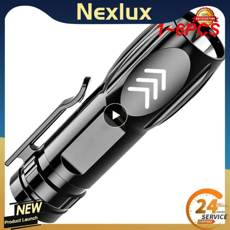 

1~6PCS Flashlight LED Outdoor Household LED Torches Mini USB Charging Rechargeable Battery Portable Tactical Flashlight