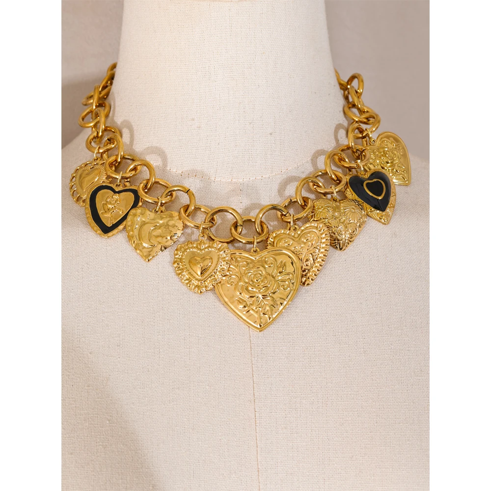 Yhpup Heart Pendant Necklace 18K Gold PVD Plated