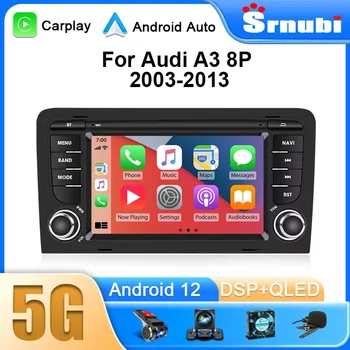 Radio de coche Android 2 Din para Audi A3 8P 2003-2013 S3 RS3, reproductor multimedia estéreo, Carplay inalámbrico, GPS para coche, unidad principal 4G DSP 1