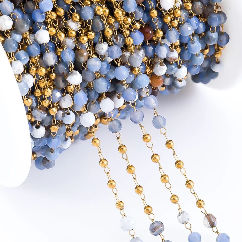 0,5 Meter 1 Meter Edelstahl Kette Farbe Kristallkugel Stein Perlen Halskette Kette für Körper Schmuck Machen DIY Armband Versorgung – Detail 3
