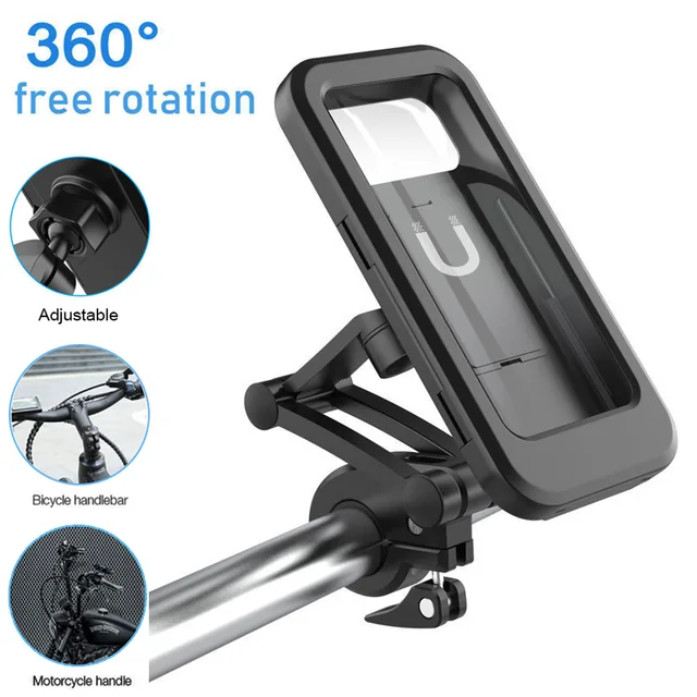 Waterproof Bicycle Mobile Phone Holder Support Universal Motorcycle GPS 360°Swivel Adjustable Bike Cellphone Holder 1