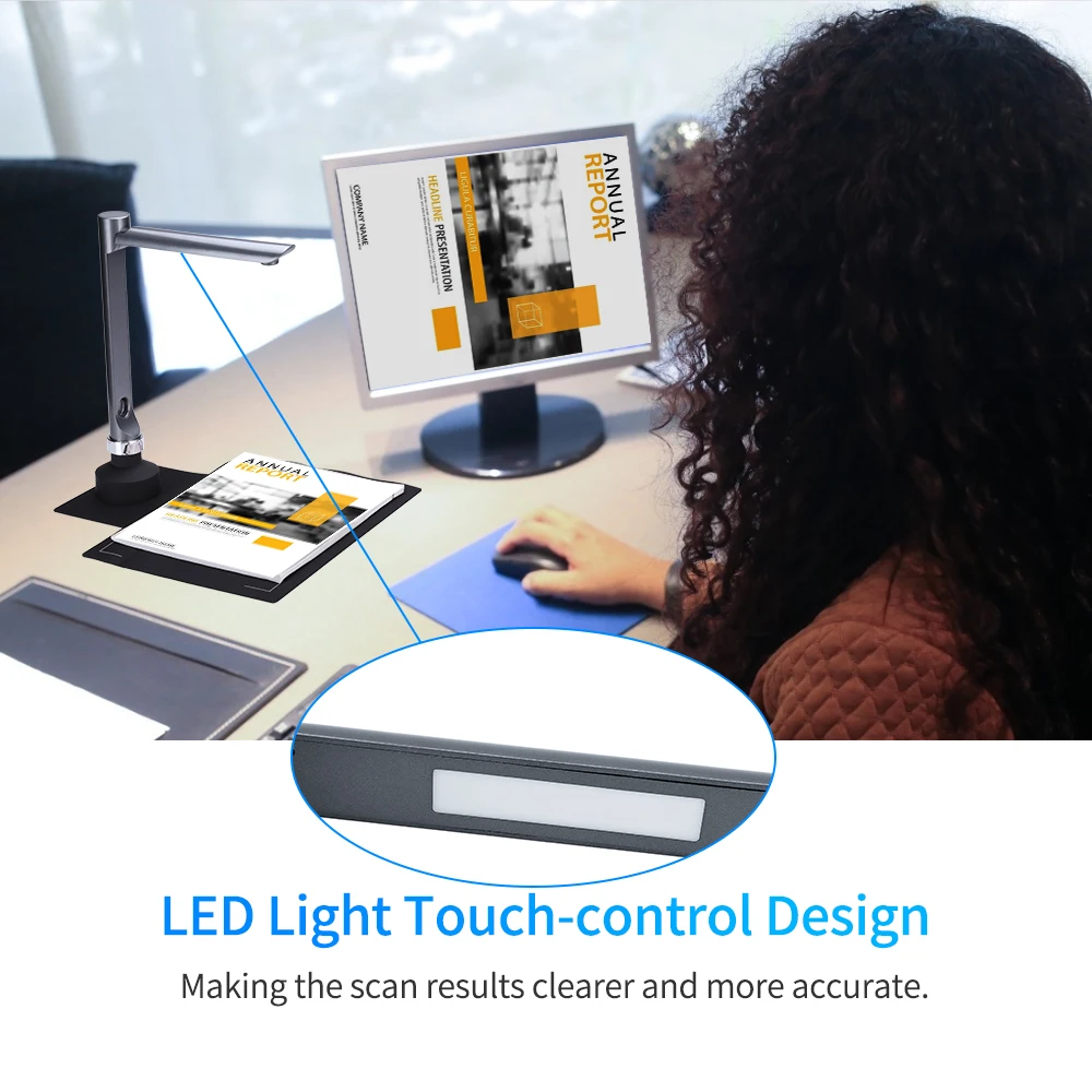 F60A HD 5MP USB Document Scanner Foldable A4 Size Capture Camera With LED Light Touch Control For Online Teaching Video Recorder