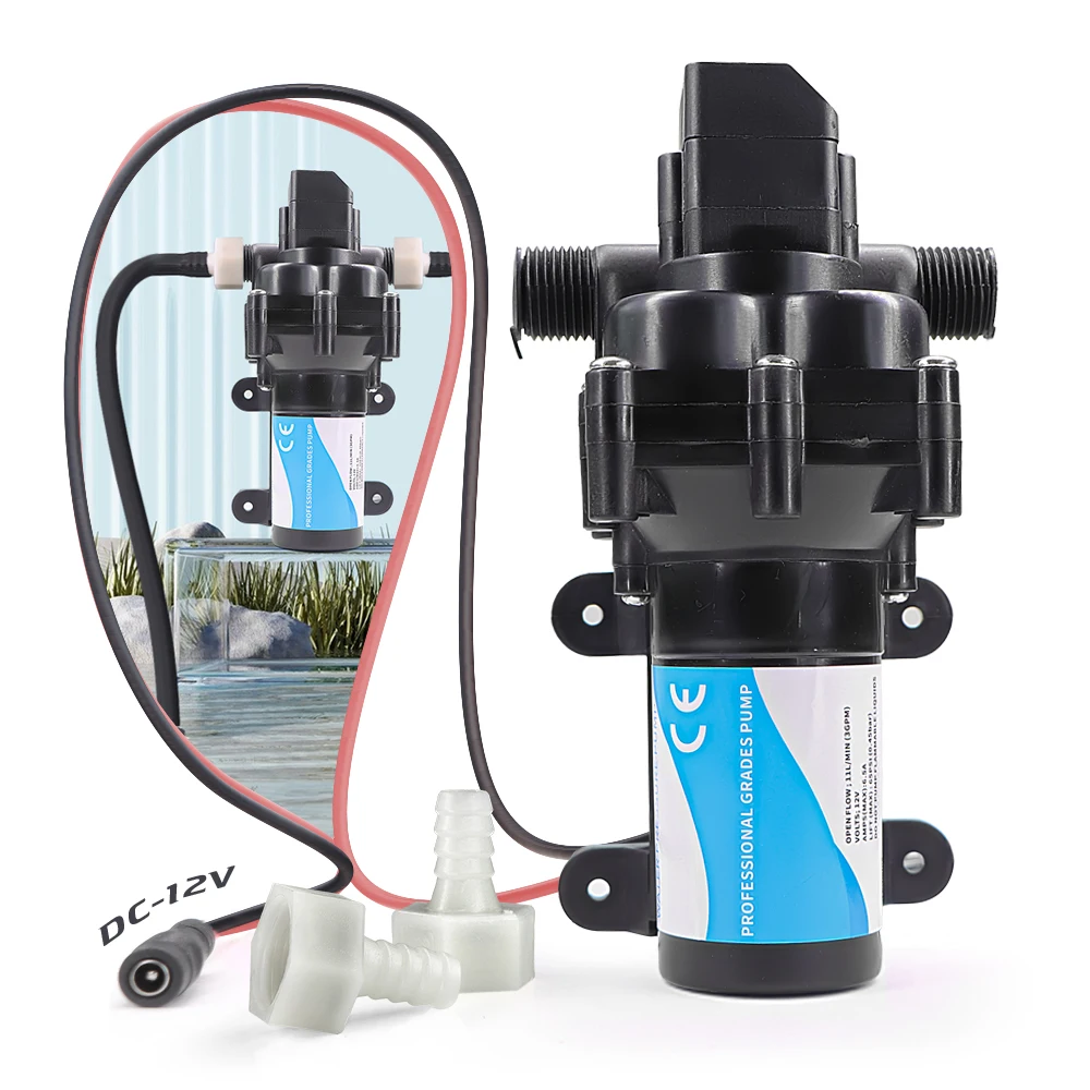 DC-12V อัจฉริยะแรงดันสูง Self-priming ปั๊มน้ําไดอะแฟรมอัตโนมัติ 11L/Min 1/2 "สําหรับ Sprayer ระบบรดน้ํา 1