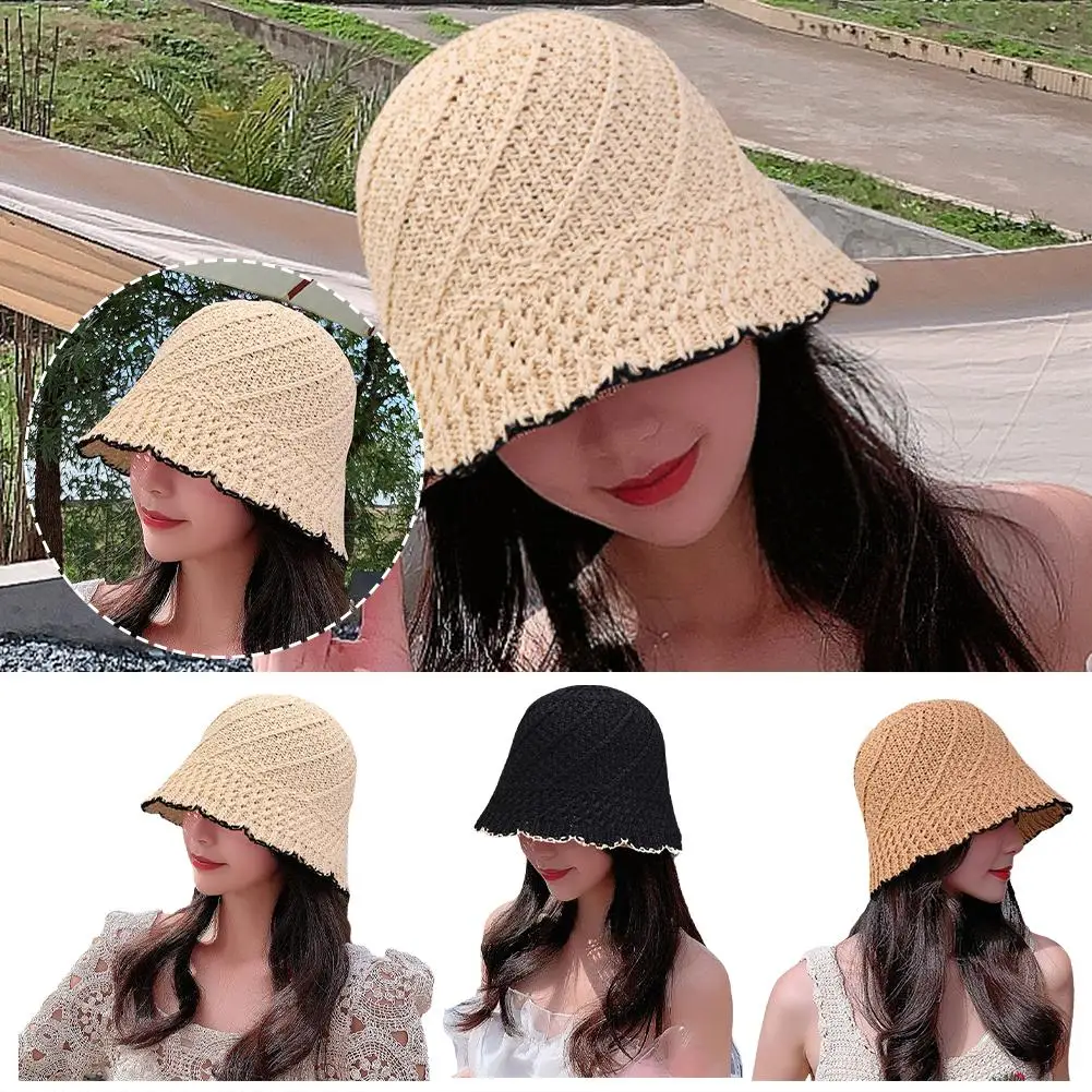 

Summer Lady Beach Hat Foldable Bucket Hat For Women Outdoor Sunshade UV Protection Travel Fisherman Hat With Edge Party Gif H3U5