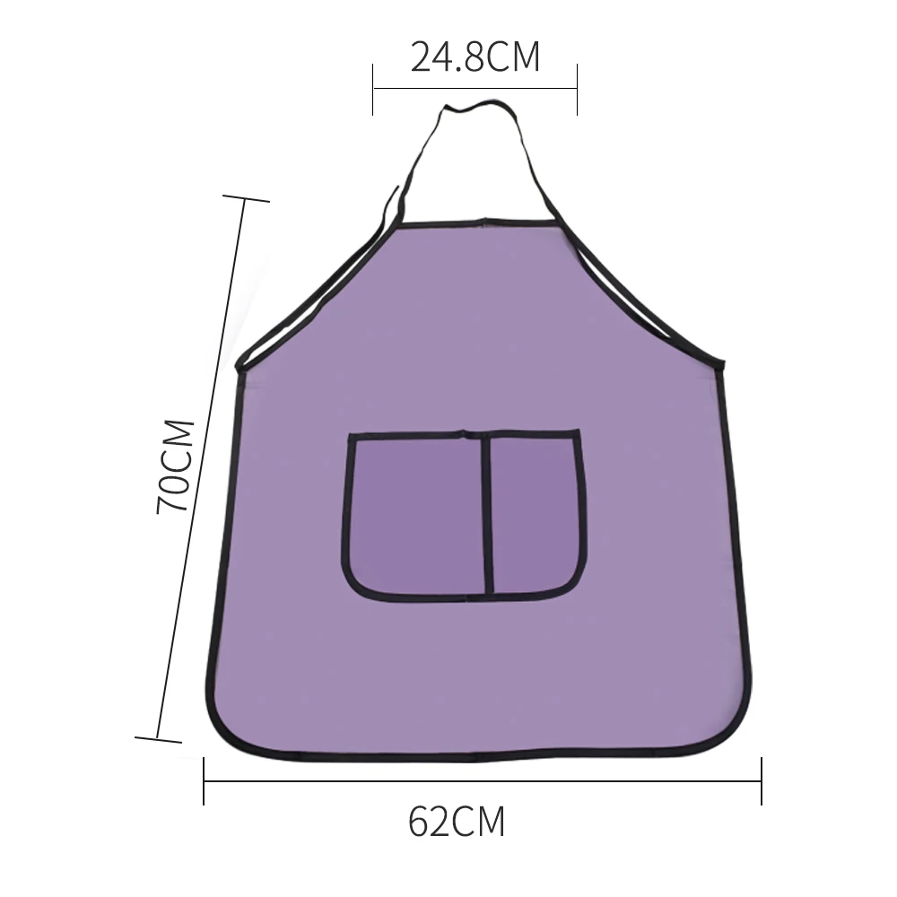 전문 미용 방수 PVC 앞치마, 큰 주머니가 있는 가정용 이발 액세서리, 세척하기 쉬운 이발 망토