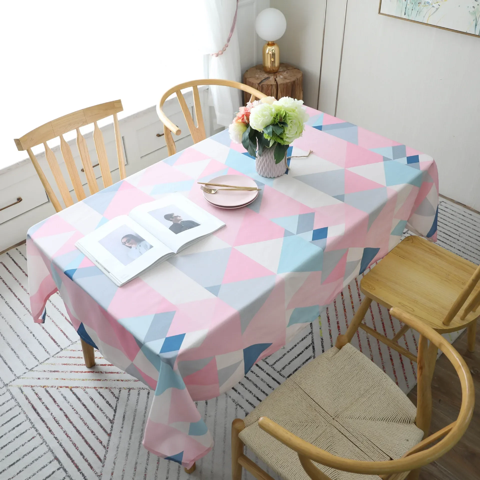 6618A Blue daisy print small fresh countryside tablecloth home cover towel 3