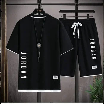 Completo Estivo da Uomo: T-Shirt Casual alla Moda + Pantaloncini, Set Comodo per Allenamento e Uso Quotidiano