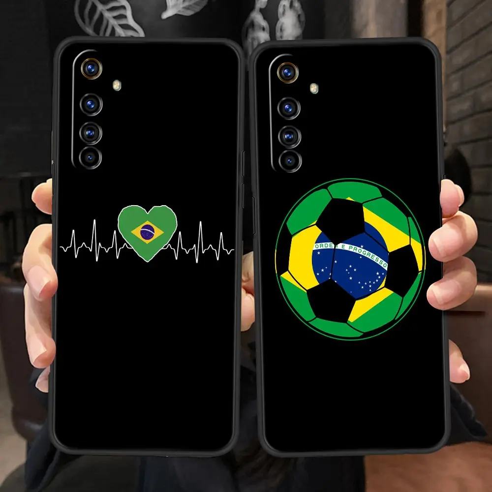 Brazil Flag Football Per Realme Gt Neo2 3 Cassa Del Telefono Per Realme 9 8 7 6 Gt2 Pro Plus 5G 8I 9I C3 C21 C11 C25 C35 C21Y Molle Della Copertura