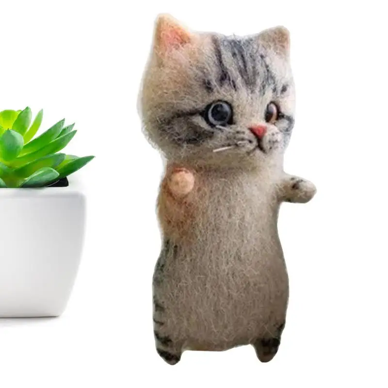 

Felt Cat Doll DIY Wool Needle Felting Kit Handmade Felt Kitten Finished Cute Cat Felt Plush Stuffed Dolls For Kids Cat Lovers