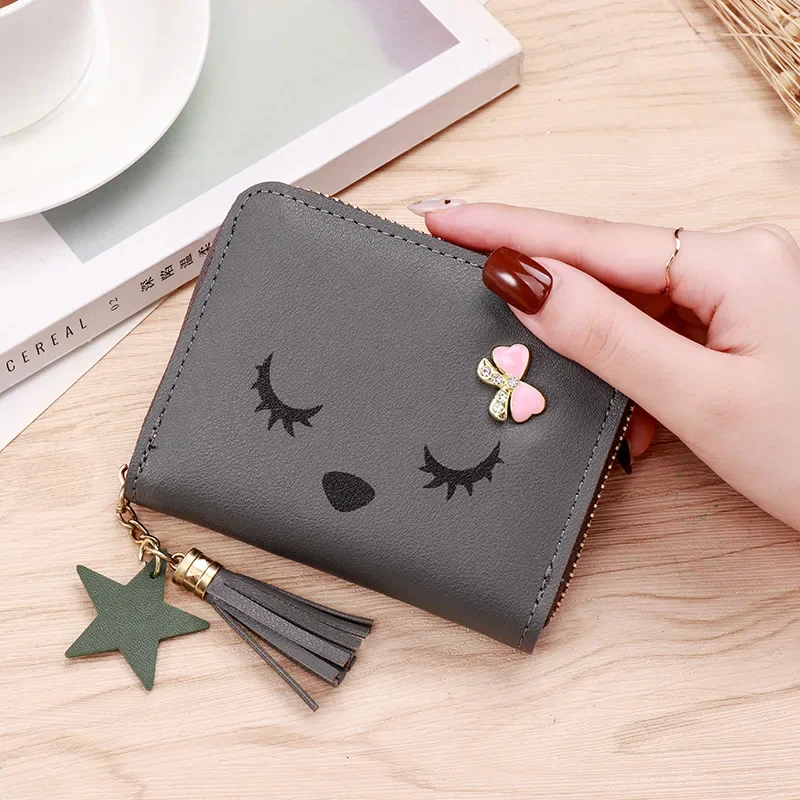 Pu Leather Card Bag Cute Wallet Women Student Zipper Coin Purse Children's Coin Pouch Credit Card Holder Id Holder Card Case