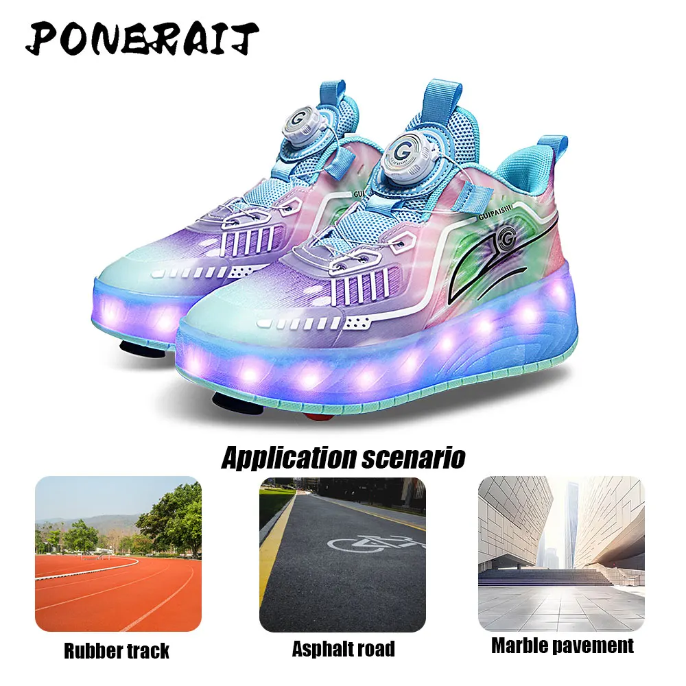 Women Roller Skates 2-Wheel Roller Skates Fashion Girl's Sneakers With Wheels Retractable Dual-purpose Kids Skating Sports Shoes