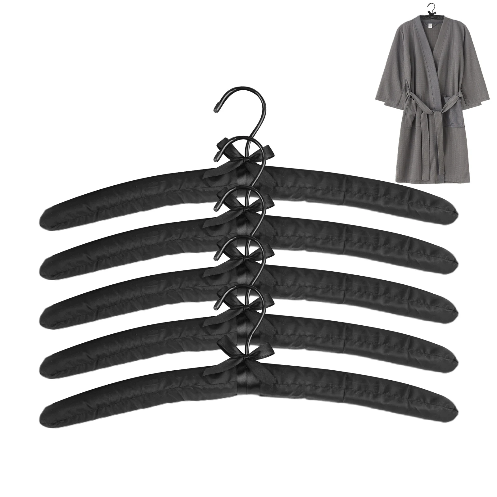 Satin Padded For Closet Wedding Dress Home Coat Hanger Hotel Suits Non Slip Home Storage Supplies Soft And Smooth 5pcs/Lot clothes hanger storage hanger