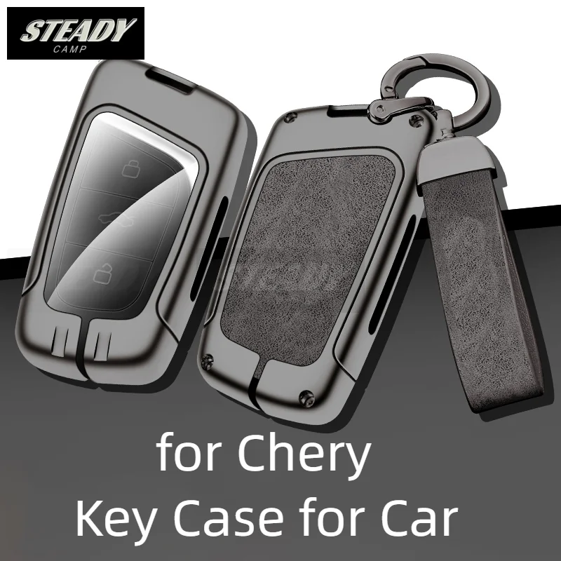 

Zinc Alloy Leather Car Key Case Full Cover for Chery Ant New Energy qq Ice Cream Tiggo eq1 Shell Keychain Protector Accessories