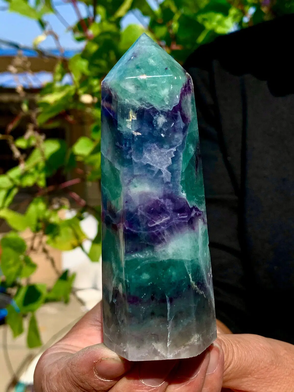 Beautiful large natural color fluorite tower crystal wand Reiki healing 2