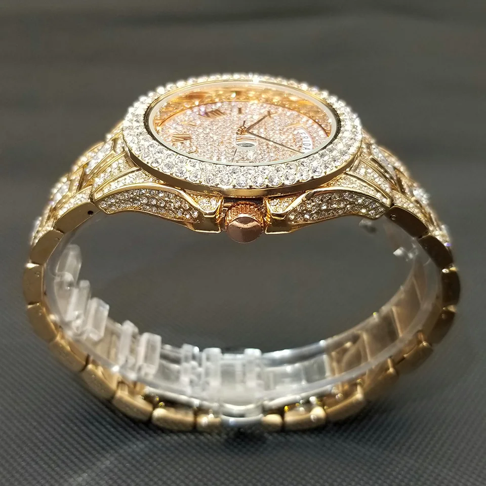 Orologio Di Lusso Con Diamanti Ghiacciati Per Uomo, Orologio Al Quarzo - Foto 11