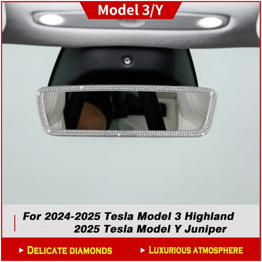 Tesla Model 3/Y 액세서리용 블링 라인스톤 장식 크리스탈 트림 스티커