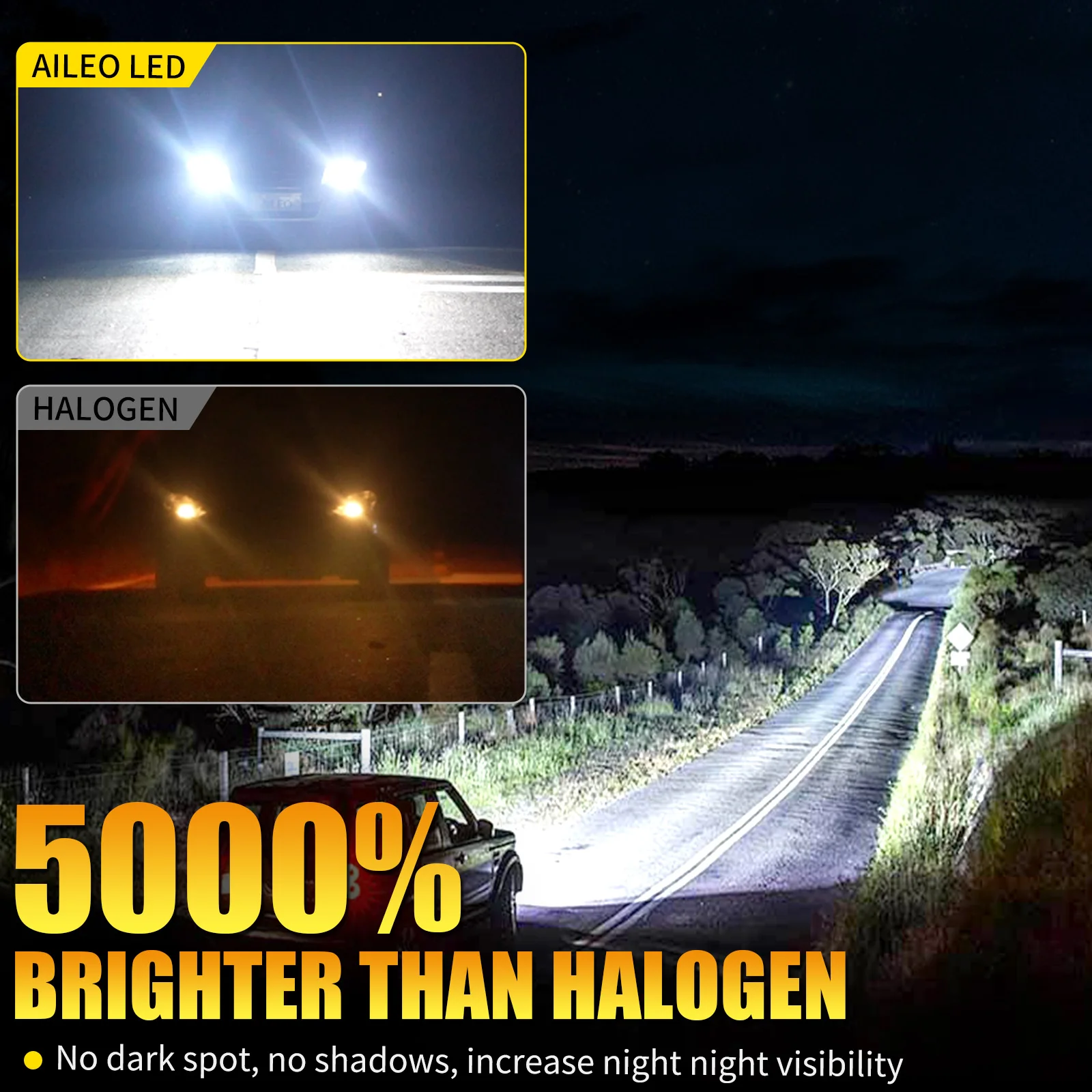 AILEO 2개 LED 라이트 고품질 60000Lm 180W H7 자동차용 CSP 헤드라이트 전구 6500K 화이트 주간 주행등 플러그앤플레이