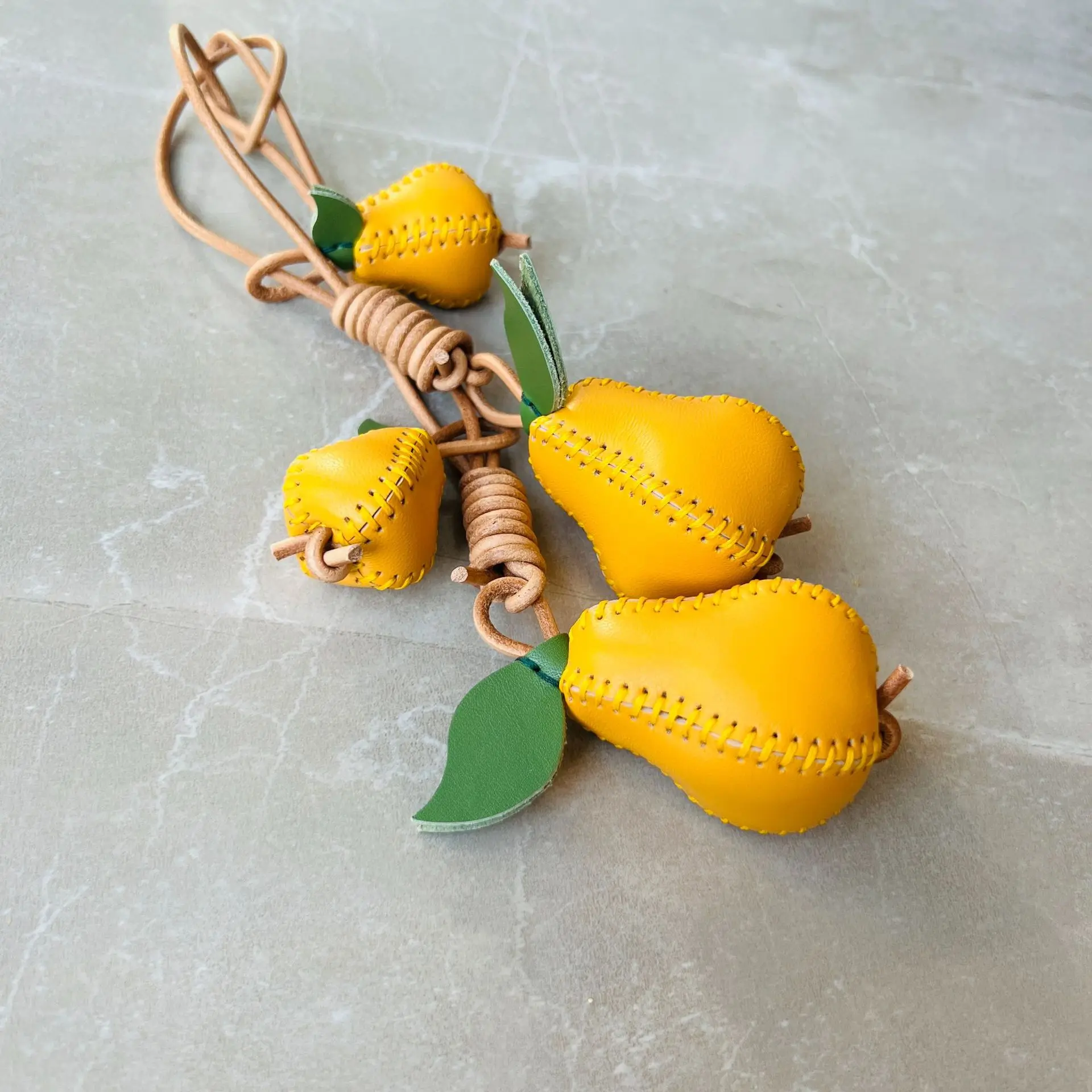 Genuine Leather Fruit Bag Charms Handmade Keychain For Handbags_voghion.com