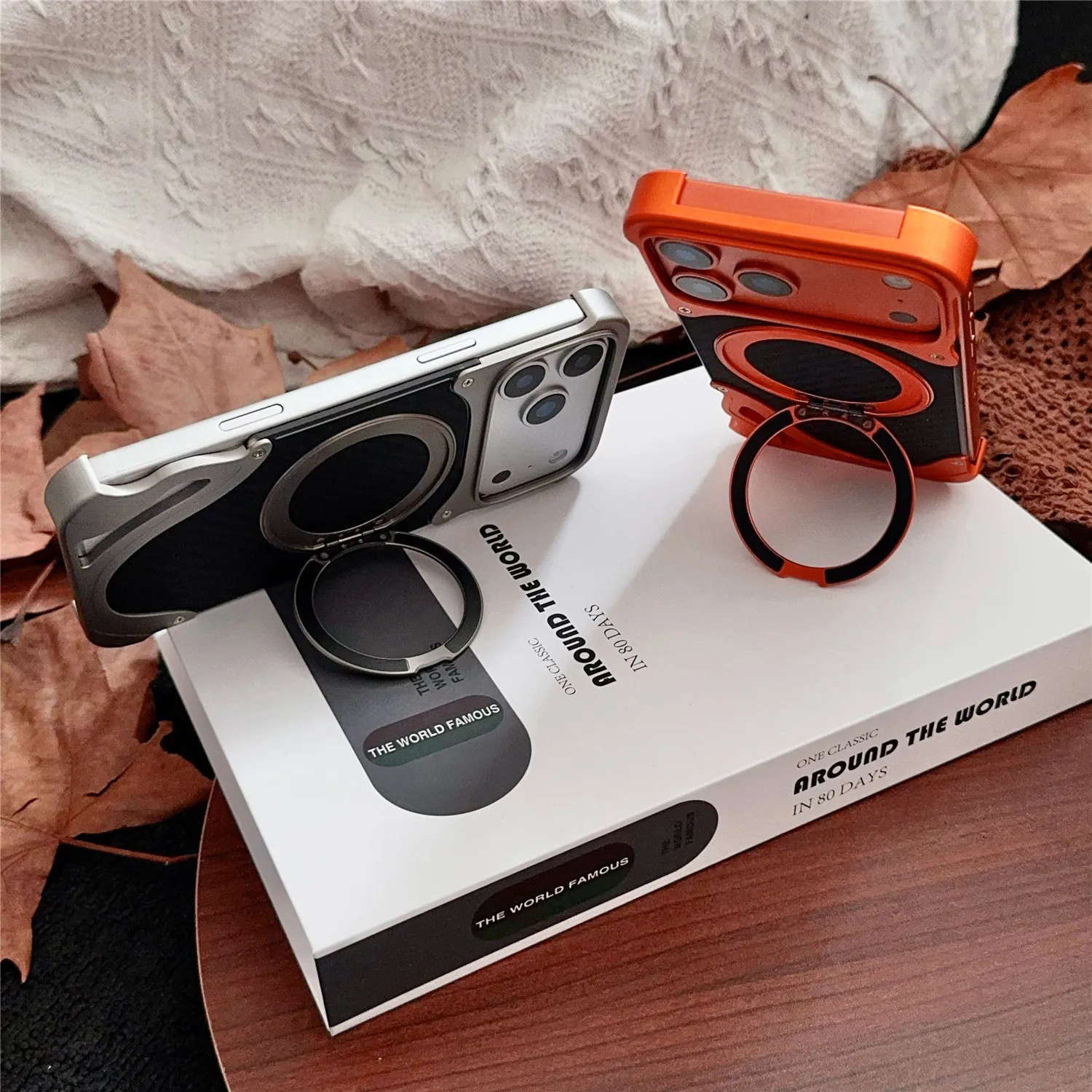 Premium Aluminum Shockproof Stand Cover with Magnetic Rotation Ring and Aramid Fiber