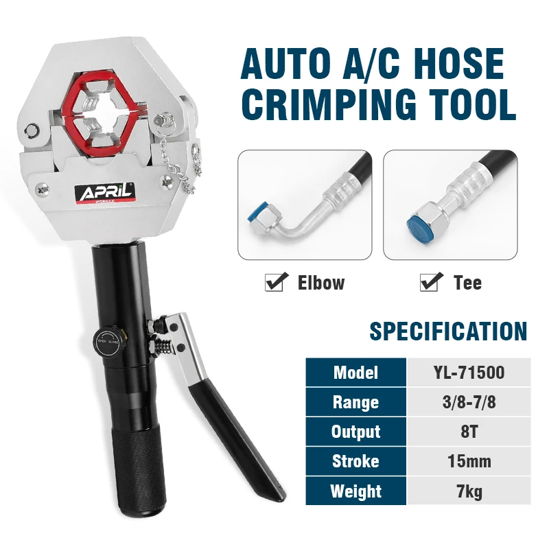 Hydraulic Hose Crimper AC Crimping Tool Barbed Beaded Hose Fittings Air Conditioning Repaire