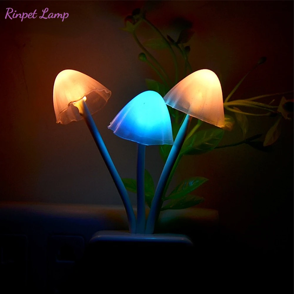 

LED Mushroom Night Indoor Wall Light Rabbit Plug Romantic Colorful Bulb Bedside Atomsphere Lamp Home Illumination Decoration