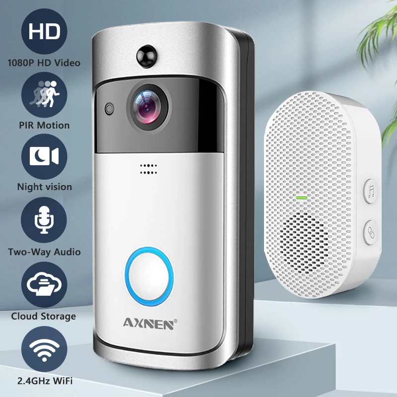 AXNEN V5 Video Doorbell IR Alarm WIFI Wireless Door Bell Camera HD Night Vision Intercom for Home Security Phone |