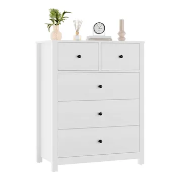 5 Drawer Dresser for Bedroom, Modern Tall Dresser Organizer with Storage Drawers, Wooden Chests of Drawers for Bedroom, Entryway