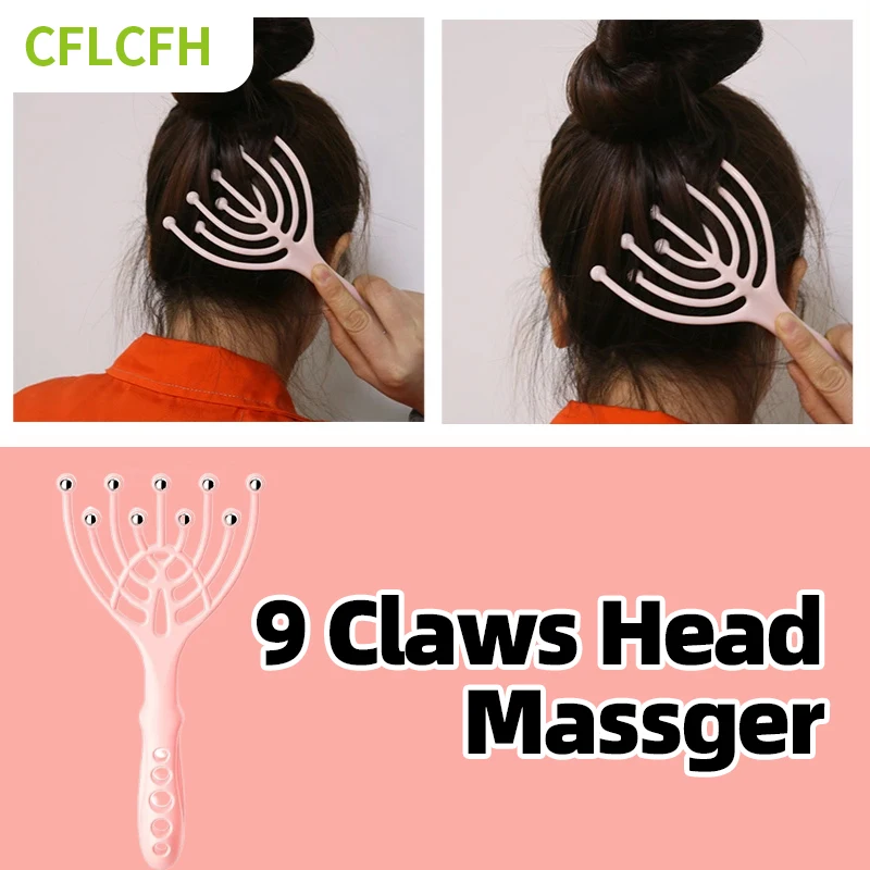 

9 Claws Head Massger Hair Scalp Massage Roller Hand Held Stress Relief Aid Streamlined Ball Scratching Relaxation Tool