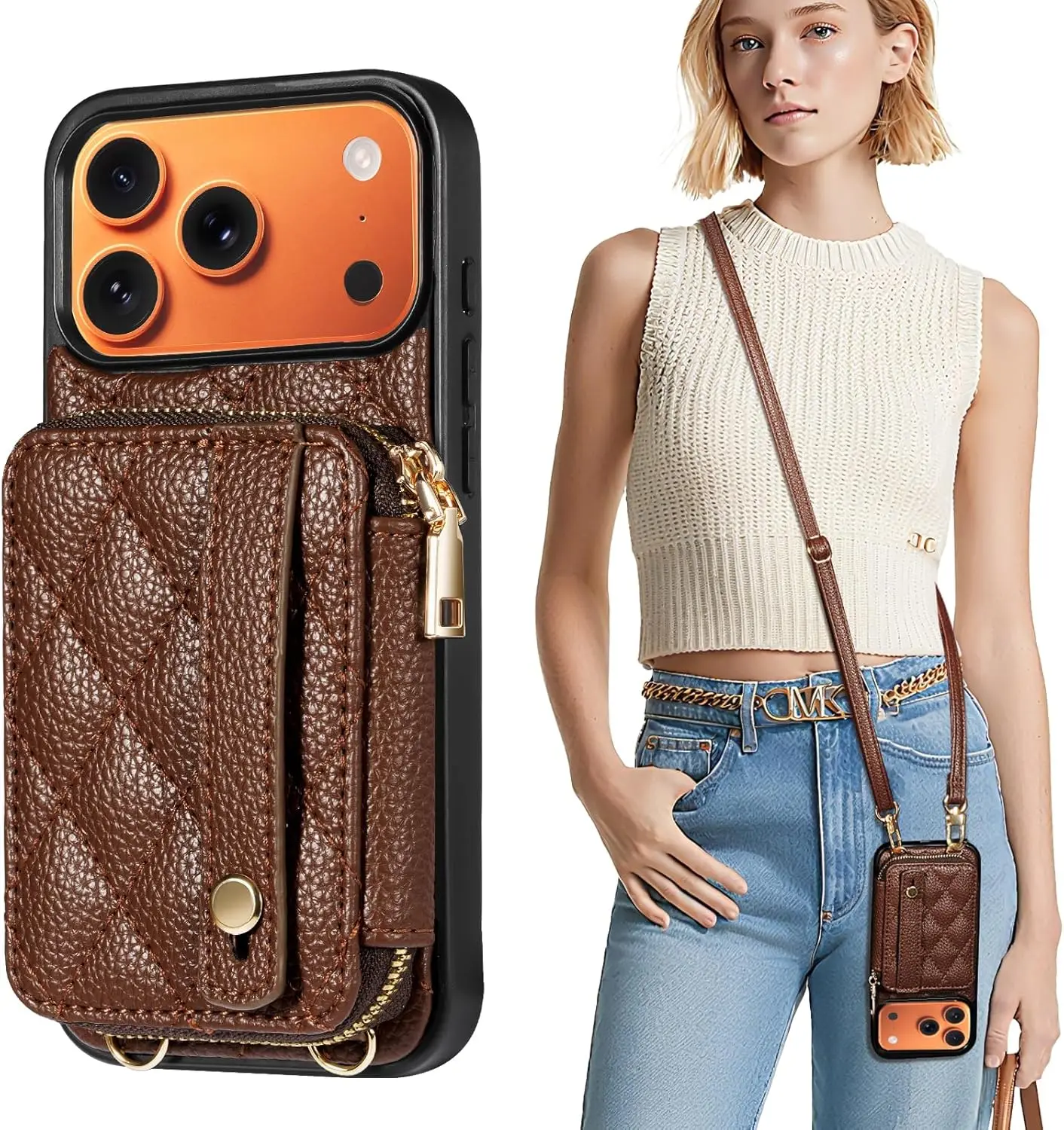Elegant RFID Blocking PU Leather Wallet Case with Anti-Theft Wrist Strap